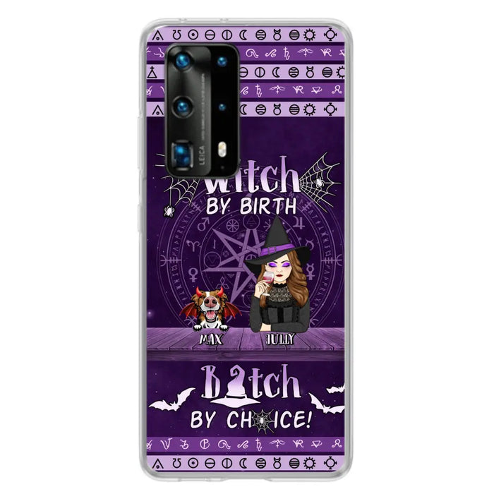 Custom Personalized Witch Phone Case - Halloween Gift Idea for Witch Lovers/Pet Lovers - Upto 3 Dogs/Cats - Witch By Birth Bitch By Choice - Case For Xiaomi/ Oppo/ Huawei