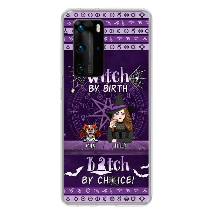 Custom Personalized Witch Phone Case - Halloween Gift Idea for Witch Lovers/Pet Lovers - Upto 3 Dogs/Cats - Witch By Birth Bitch By Choice - Case For Xiaomi/ Oppo/ Huawei