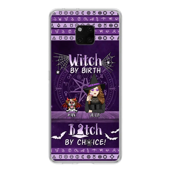 Custom Personalized Witch Phone Case - Halloween Gift Idea for Witch Lovers/Pet Lovers - Upto 3 Dogs/Cats - Witch By Birth Bitch By Choice - Case For Xiaomi/ Oppo/ Huawei