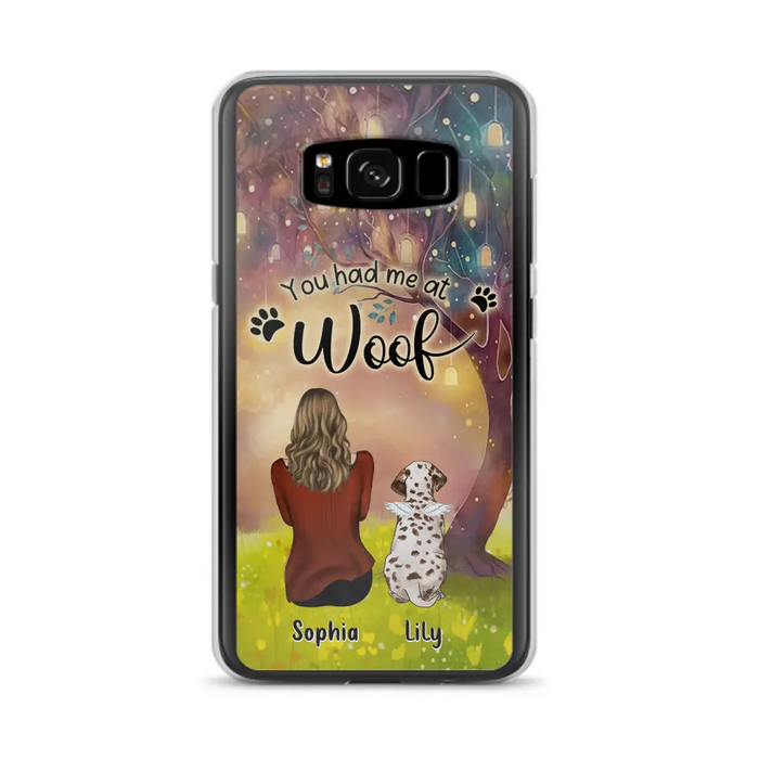 Custom Personalized Memorial Dog Mom Phone Case - Upto 3 Dogs - Memorial Gift Idea for Dog Lovers - You Had Me At Woof