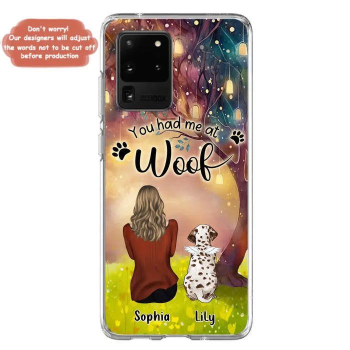 Custom Personalized Memorial Dog Mom Phone Case - Upto 3 Dogs - Memorial Gift Idea for Dog Lovers - You Had Me At Woof