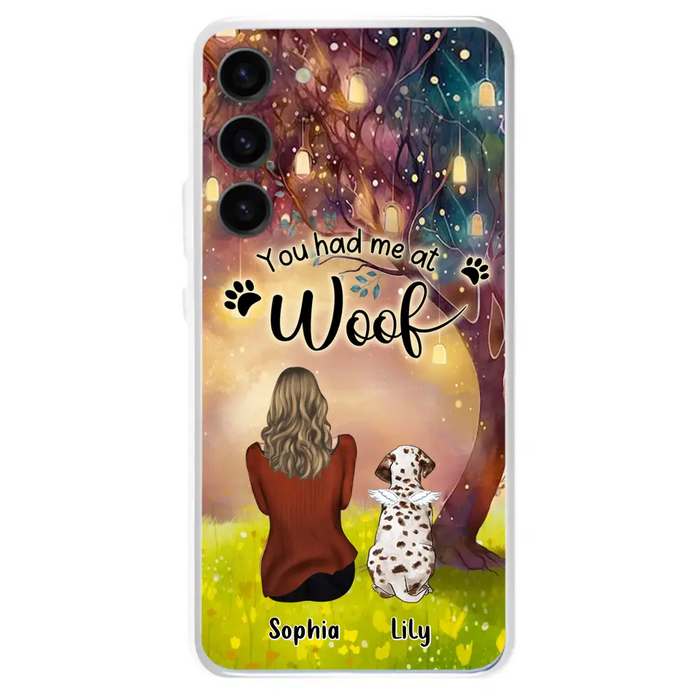 Custom Personalized Memorial Dog Mom Phone Case - Upto 3 Dogs - Memorial Gift Idea for Dog Lovers - You Had Me At Woof