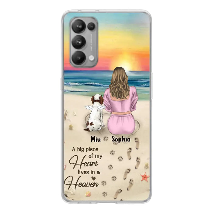 Custom Personalized Memorial Dog Mom Phone Case - Upto 3 Dogs - Memorial Gift Idea for Dog Owners - A Big Piece Of My Heart Lives In Heaven - Case for Oppo/Xiaomi/Huawei