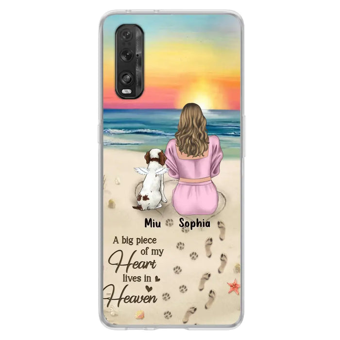 Custom Personalized Memorial Dog Mom Phone Case - Upto 3 Dogs - Memorial Gift Idea for Dog Owners - A Big Piece Of My Heart Lives In Heaven - Case for Oppo/Xiaomi/Huawei