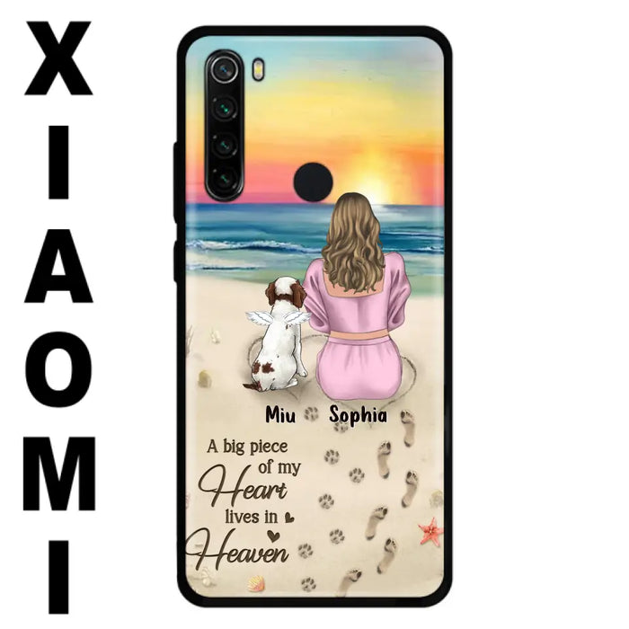 Custom Personalized Memorial Dog Mom Phone Case - Upto 3 Dogs - Memorial Gift Idea for Dog Owners - A Big Piece Of My Heart Lives In Heaven - Case for Oppo/Xiaomi/Huawei