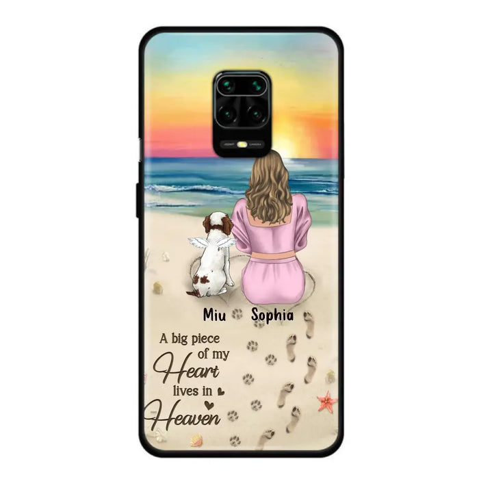 Custom Personalized Memorial Dog Mom Phone Case - Upto 3 Dogs - Memorial Gift Idea for Dog Owners - A Big Piece Of My Heart Lives In Heaven - Case for Oppo/Xiaomi/Huawei