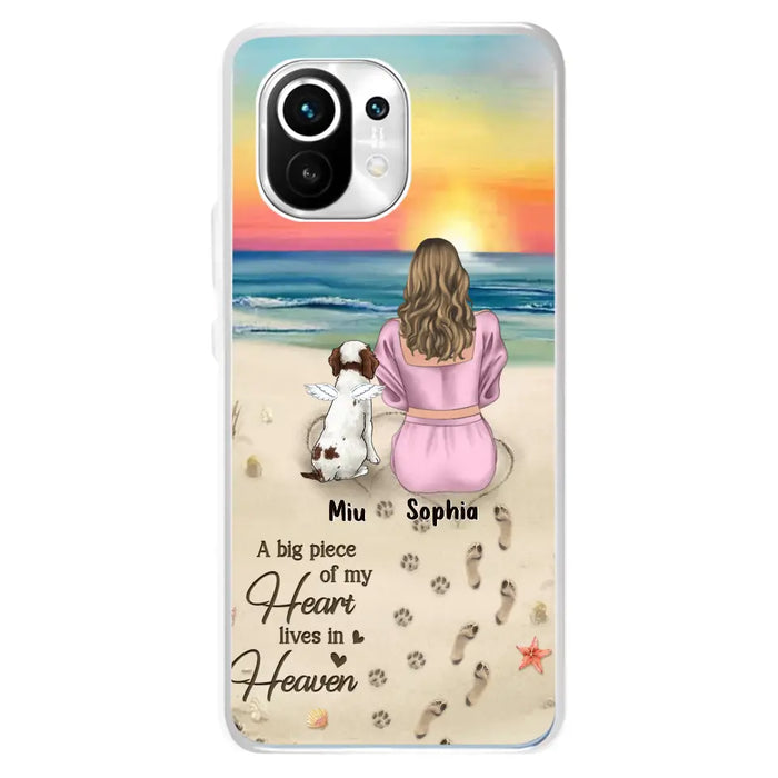 Custom Personalized Memorial Dog Mom Phone Case - Upto 3 Dogs - Memorial Gift Idea for Dog Owners - A Big Piece Of My Heart Lives In Heaven - Case for Oppo/Xiaomi/Huawei