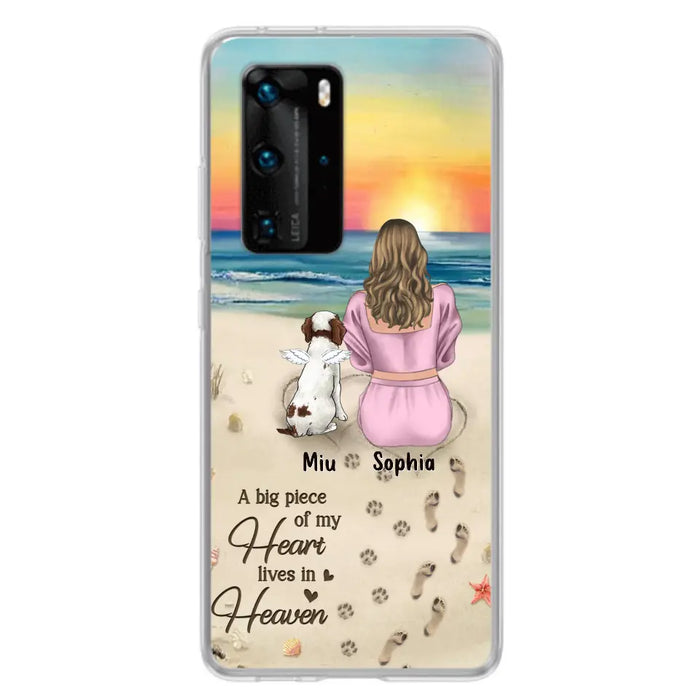 Custom Personalized Memorial Dog Mom Phone Case - Upto 3 Dogs - Memorial Gift Idea for Dog Owners - A Big Piece Of My Heart Lives In Heaven - Case for Oppo/Xiaomi/Huawei