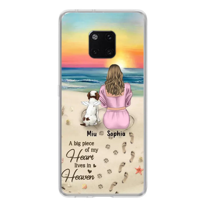 Custom Personalized Memorial Dog Mom Phone Case - Upto 3 Dogs - Memorial Gift Idea for Dog Owners - A Big Piece Of My Heart Lives In Heaven - Case for Oppo/Xiaomi/Huawei