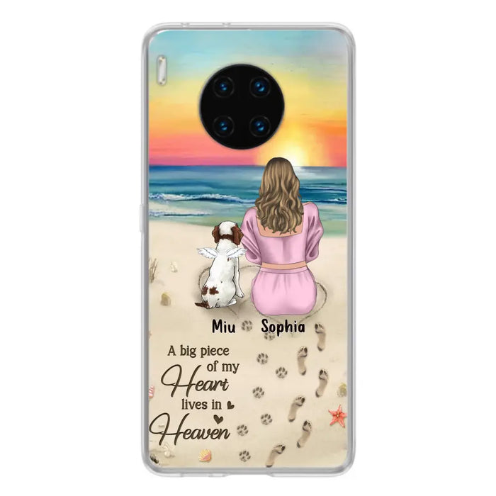 Custom Personalized Memorial Dog Mom Phone Case - Upto 3 Dogs - Memorial Gift Idea for Dog Owners - A Big Piece Of My Heart Lives In Heaven - Case for Oppo/Xiaomi/Huawei