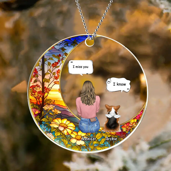 Custom Personalized Memorial Pet Suncatcher Circle Acrylic Ornament - Memorial Gift Idea For Dog/Cat/Rabbit Lover - I Miss You