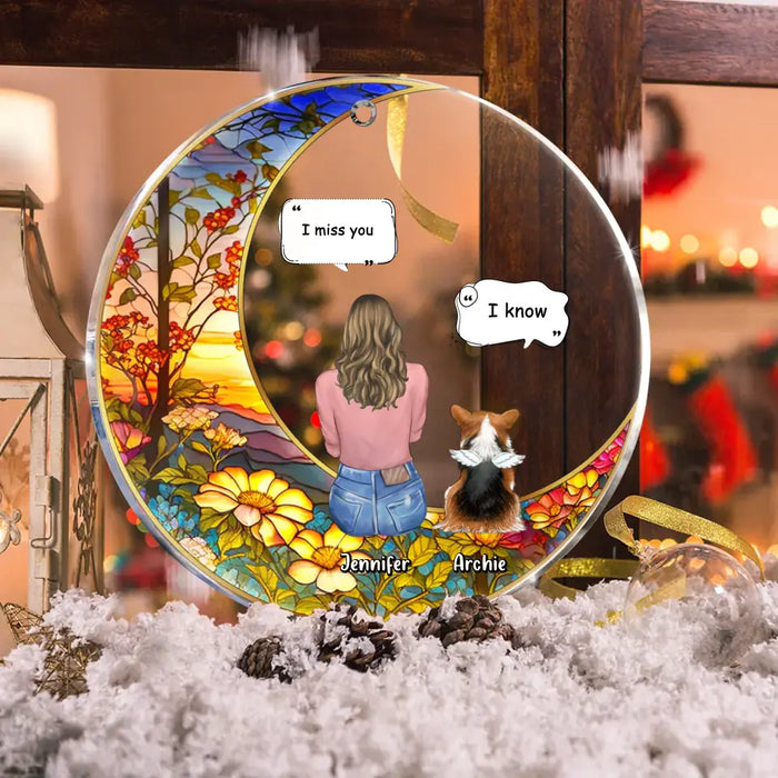 Custom Personalized Memorial Pet Suncatcher Circle Acrylic Ornament - Memorial Gift Idea For Dog/Cat/Rabbit Lover - I Miss You