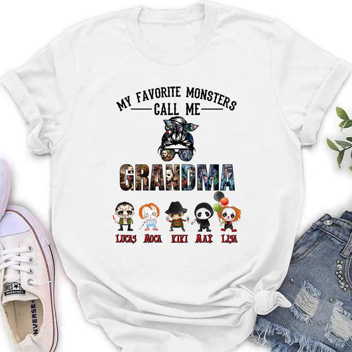 Personalized Halloween Shirt/Hoodie - Halloween Gift Idea for Halloween - Upto 5 Characters -  My Favorite Monsters Call Me Grandma