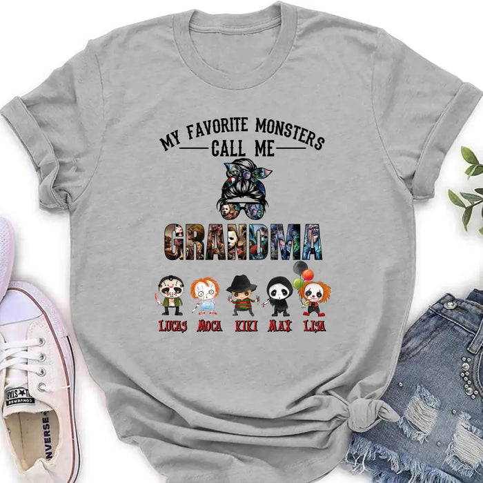 Personalized Halloween Shirt/Hoodie - Halloween Gift Idea for Halloween - Upto 5 Characters -  My Favorite Monsters Call Me Grandma