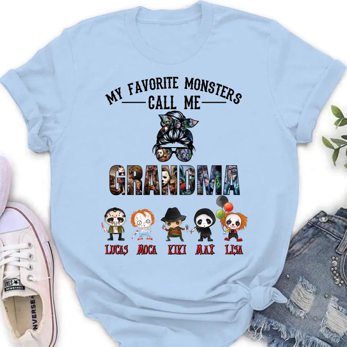 Personalized Halloween Shirt/Hoodie - Halloween Gift Idea for Halloween - Upto 5 Characters -  My Favorite Monsters Call Me Grandma