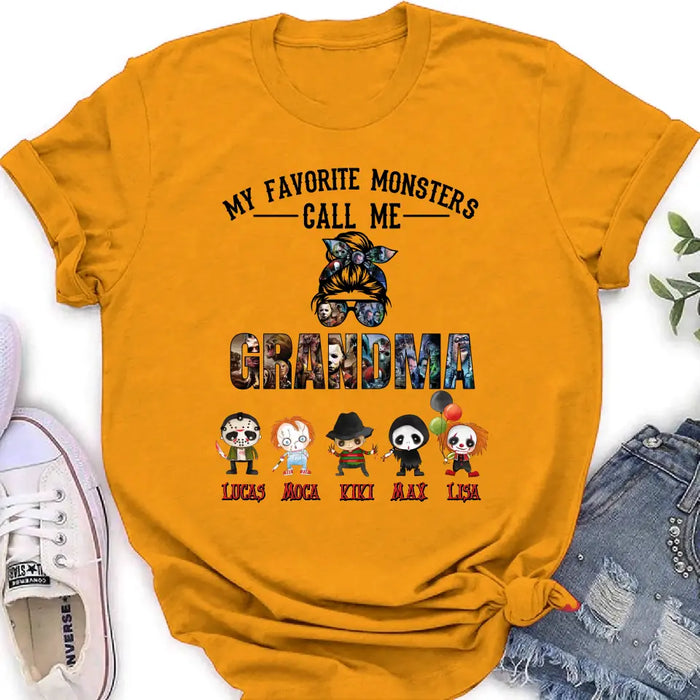 Personalized Halloween Shirt/Hoodie - Halloween Gift Idea for Halloween - Upto 5 Characters -  My Favorite Monsters Call Me Grandma