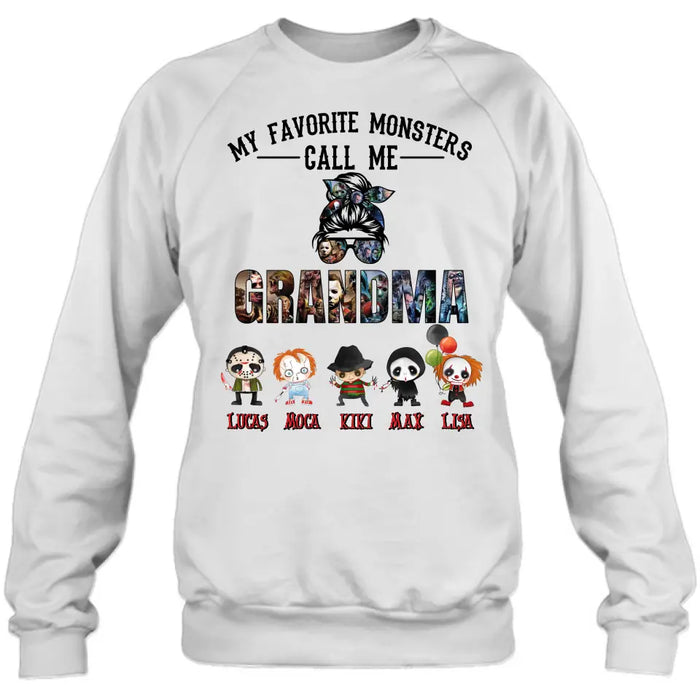 Personalized Halloween Shirt/Hoodie - Halloween Gift Idea for Halloween - Upto 5 Characters -  My Favorite Monsters Call Me Grandma