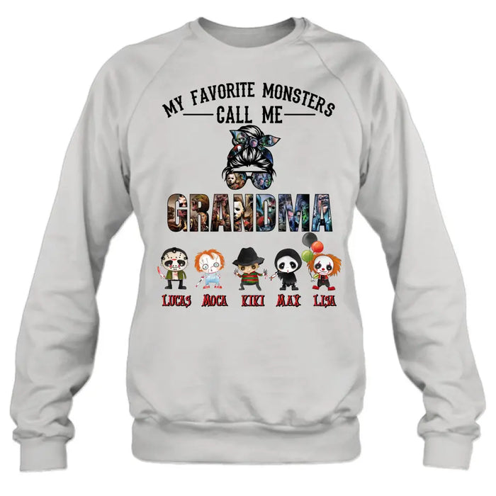 Personalized Halloween Shirt/Hoodie - Halloween Gift Idea for Halloween - Upto 5 Characters -  My Favorite Monsters Call Me Grandma