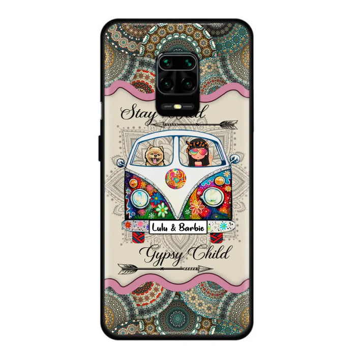 Personalized Hippie Phone Case - Girl with up to 3 Pets - Stay wild gypsy child