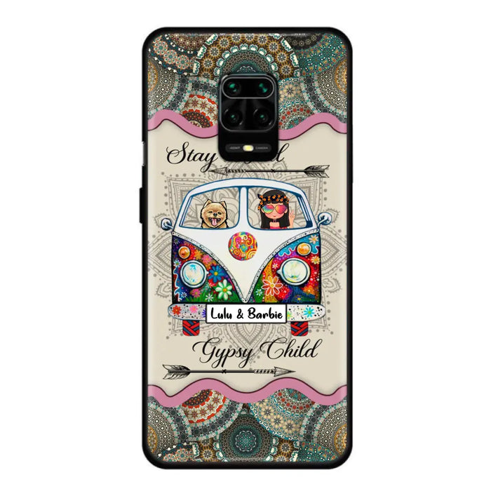 Personalized Hippie Phone Case - Girl with up to 3 Pets - Stay wild gypsy child