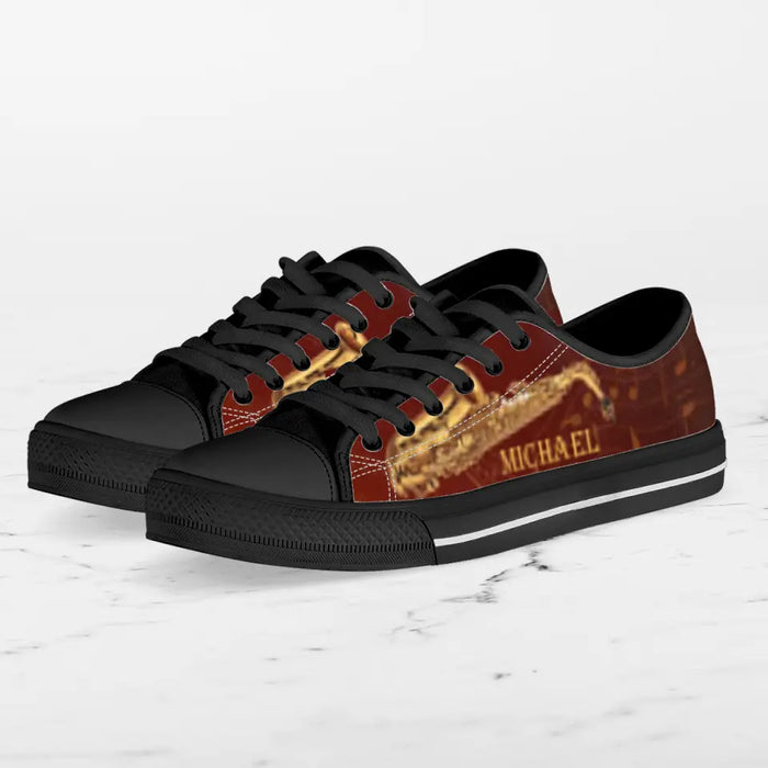 Custom Personalized Saxophone Low Top Sneakers - Best Gift For Saxophone Lovers and Friends