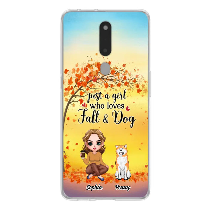 Custom Personalized Dog Mom Phone Case - Gift Idea For Dog Lovers/ Autumn Gift - Upto 4 Dogs - Just A Girl Who Loves Fall & Dogs - Case For Xiaomi/ Oppo/ Huawei