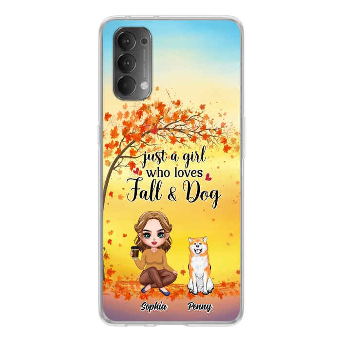 Custom Personalized Dog Mom Phone Case - Gift Idea For Dog Lovers/ Autumn Gift - Upto 4 Dogs - Just A Girl Who Loves Fall & Dogs - Case For Xiaomi/ Oppo/ Huawei