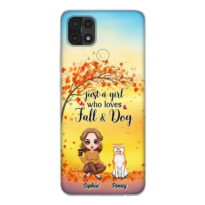 Custom Personalized Dog Mom Phone Case - Gift Idea For Dog Lovers/ Autumn Gift - Upto 4 Dogs - Just A Girl Who Loves Fall & Dogs - Case For Xiaomi/ Oppo/ Huawei