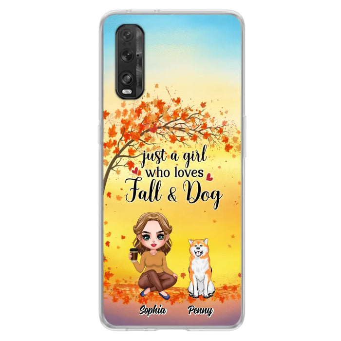 Custom Personalized Dog Mom Phone Case - Gift Idea For Dog Lovers/ Autumn Gift - Upto 4 Dogs - Just A Girl Who Loves Fall & Dogs - Case For Xiaomi/ Oppo/ Huawei