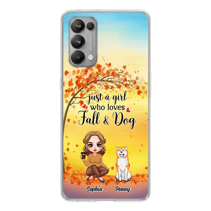 Custom Personalized Dog Mom Phone Case - Gift Idea For Dog Lovers/ Autumn Gift - Upto 4 Dogs - Just A Girl Who Loves Fall & Dogs - Case For Xiaomi/ Oppo/ Huawei