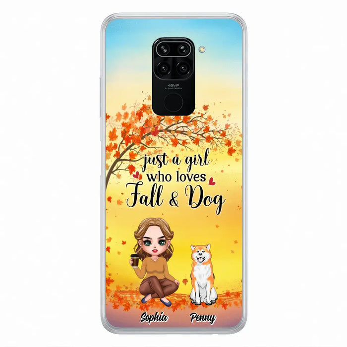 Custom Personalized Dog Mom Phone Case - Gift Idea For Dog Lovers/ Autumn Gift - Upto 4 Dogs - Just A Girl Who Loves Fall & Dogs - Case For Xiaomi/ Oppo/ Huawei