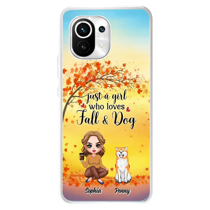 Custom Personalized Dog Mom Phone Case - Gift Idea For Dog Lovers/ Autumn Gift - Upto 4 Dogs - Just A Girl Who Loves Fall & Dogs - Case For Xiaomi/ Oppo/ Huawei