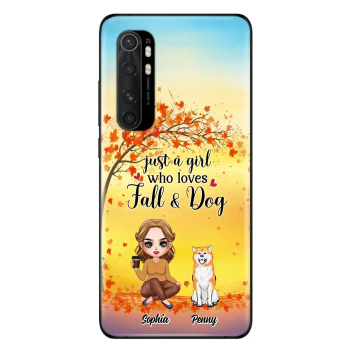 Custom Personalized Dog Mom Phone Case - Gift Idea For Dog Lovers/ Autumn Gift - Upto 4 Dogs - Just A Girl Who Loves Fall & Dogs - Case For Xiaomi/ Oppo/ Huawei