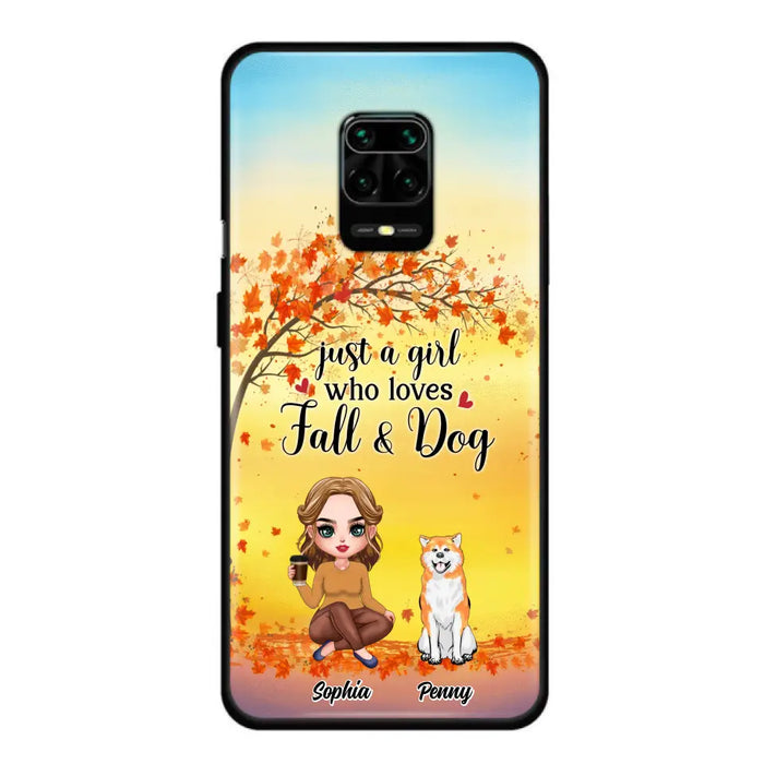 Custom Personalized Dog Mom Phone Case - Gift Idea For Dog Lovers/ Autumn Gift - Upto 4 Dogs - Just A Girl Who Loves Fall & Dogs - Case For Xiaomi/ Oppo/ Huawei