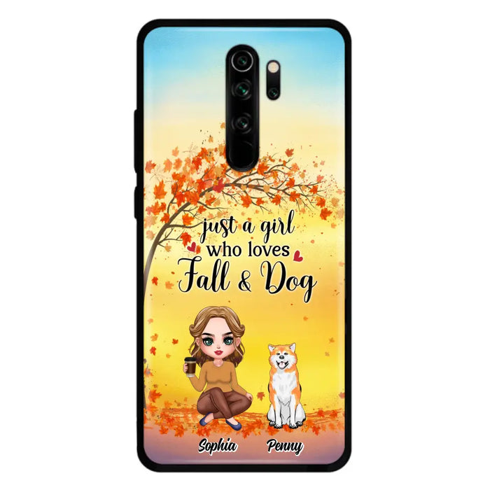 Custom Personalized Dog Mom Phone Case - Gift Idea For Dog Lovers/ Autumn Gift - Upto 4 Dogs - Just A Girl Who Loves Fall & Dogs - Case For Xiaomi/ Oppo/ Huawei