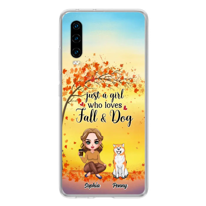 Custom Personalized Dog Mom Phone Case - Gift Idea For Dog Lovers/ Autumn Gift - Upto 4 Dogs - Just A Girl Who Loves Fall & Dogs - Case For Xiaomi/ Oppo/ Huawei