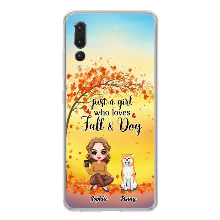 Custom Personalized Dog Mom Phone Case - Gift Idea For Dog Lovers/ Autumn Gift - Upto 4 Dogs - Just A Girl Who Loves Fall & Dogs - Case For Xiaomi/ Oppo/ Huawei