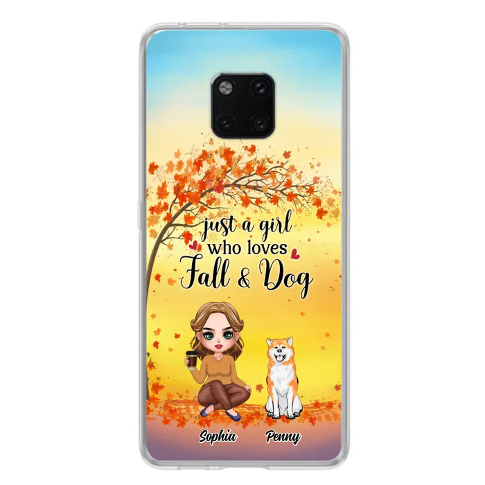 Custom Personalized Dog Mom Phone Case - Gift Idea For Dog Lovers/ Autumn Gift - Upto 4 Dogs - Just A Girl Who Loves Fall & Dogs - Case For Xiaomi/ Oppo/ Huawei