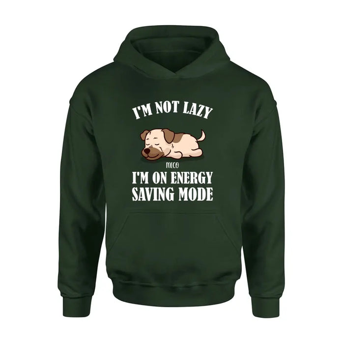 Custom Personalized Lazy Dog T-shirt/ Sweatshirt/ Long Sleeve/ Hoodie - Gift Idea For Dog Lover - Upto 6 Dogs - I'm Not Lazy I'm On Energy Saving Mode