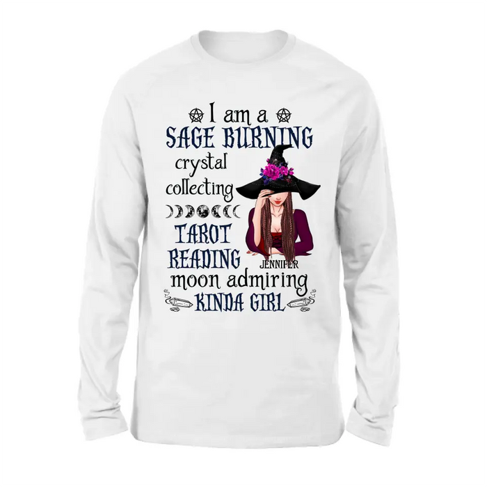 Custom Personalized Witch Shirt/Hoodie - Halloween Gift Idea for Witch Lovers - I Am A Sage Burning Crystal Collecting