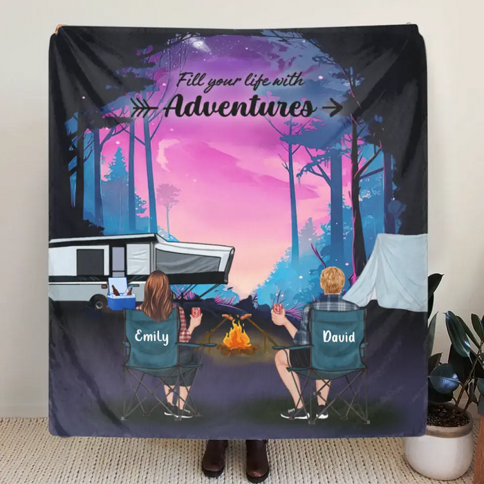 Custom Personalized Camping Quilt Blanket/Fleece Blanket - Full Option - Best Gift For Camping Lovers - Fill Your Life With Adventures