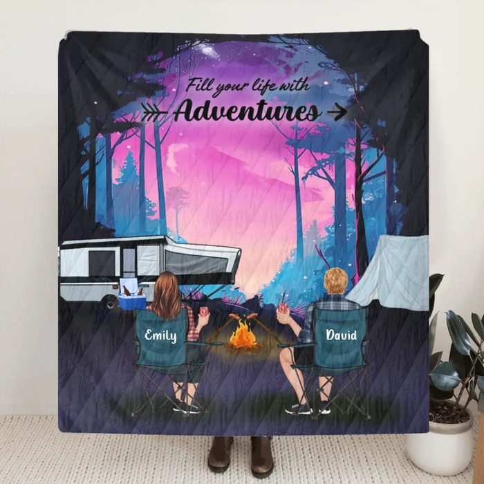 Custom Personalized Camping Quilt Blanket/Fleece Blanket - Full Option - Best Gift For Camping Lovers - Fill Your Life With Adventures