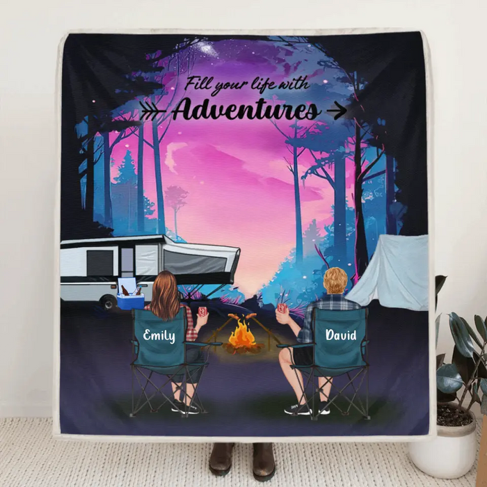 Custom Personalized Camping Quilt Blanket/Fleece Blanket - Full Option - Best Gift For Camping Lovers - Fill Your Life With Adventures