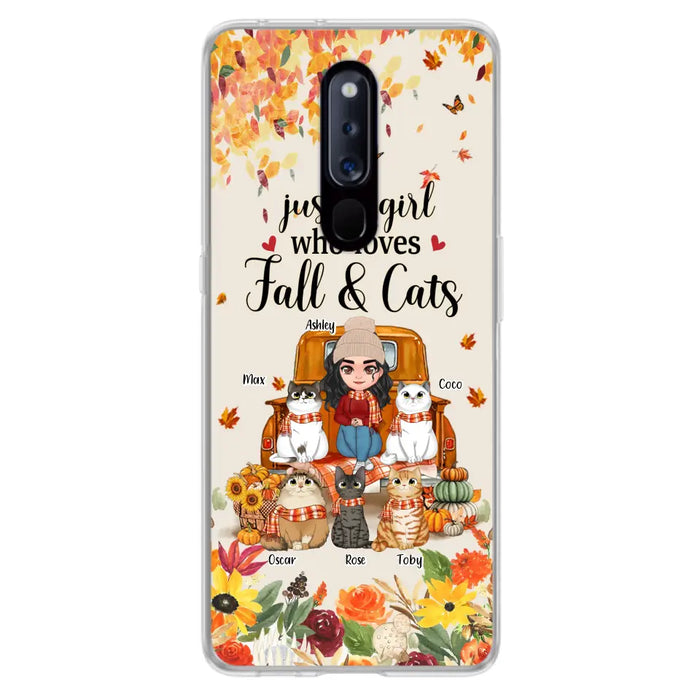 Custom Personalized Cat Mom Autumn Phone Case - Gift Idea For Cat Lovers - Upto 5 Cats - Case For Xiaomi/ Oppo/ Huawei - Just A Girl Who Loves Fall & Cats