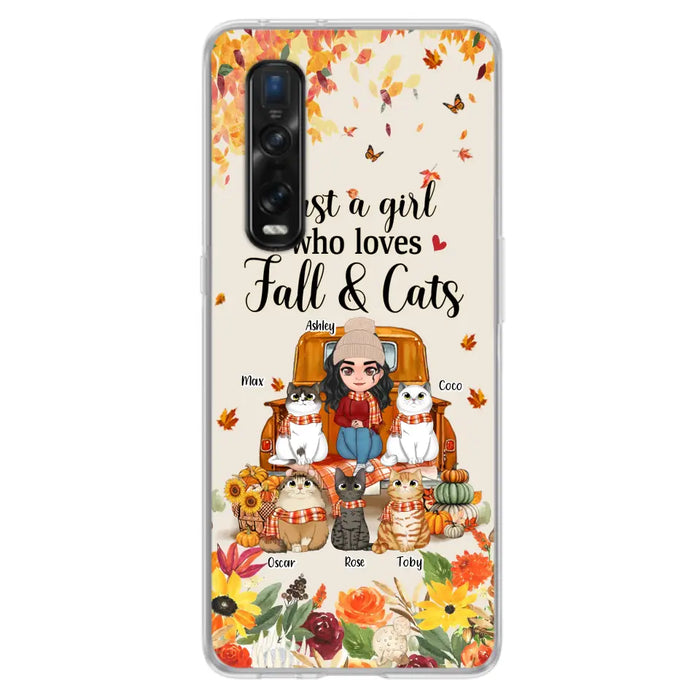 Custom Personalized Cat Mom Autumn Phone Case - Gift Idea For Cat Lovers - Upto 5 Cats - Case For Xiaomi/ Oppo/ Huawei - Just A Girl Who Loves Fall & Cats