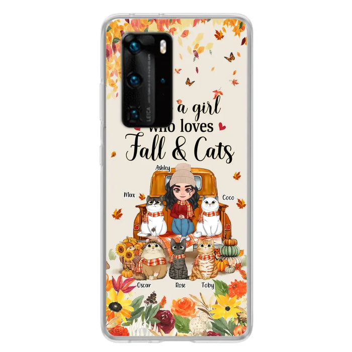 Custom Personalized Cat Mom Autumn Phone Case - Gift Idea For Cat Lovers - Upto 5 Cats - Case For Xiaomi/ Oppo/ Huawei - Just A Girl Who Loves Fall & Cats