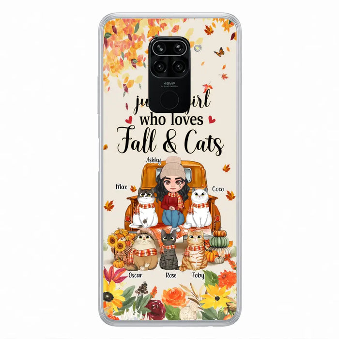 Custom Personalized Cat Mom Autumn Phone Case - Gift Idea For Cat Lovers - Upto 5 Cats - Case For Xiaomi/ Oppo/ Huawei - Just A Girl Who Loves Fall & Cats