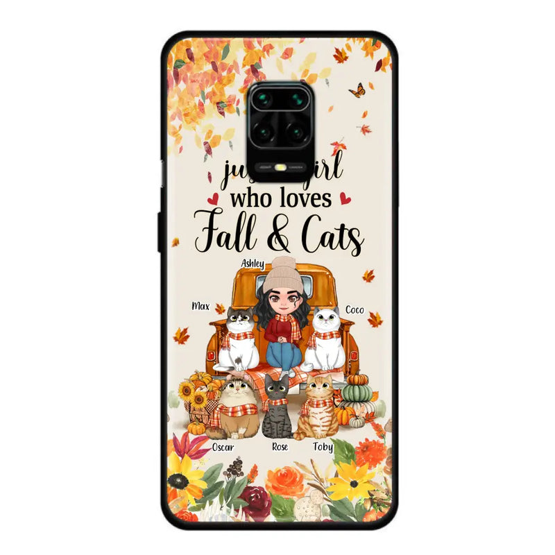 Personalized Cat Mom Autumn Phone Case - Gift Idea For Cat Lovers - Up to 5 Cats - Case For Xiaomi/Oppo/Huawei - Just A Girl Who Loves Fall & Cats