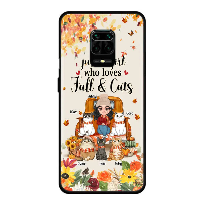 Custom Personalized Cat Mom Autumn Phone Case - Gift Idea For Cat Lovers - Upto 5 Cats - Case For Xiaomi/ Oppo/ Huawei - Just A Girl Who Loves Fall & Cats