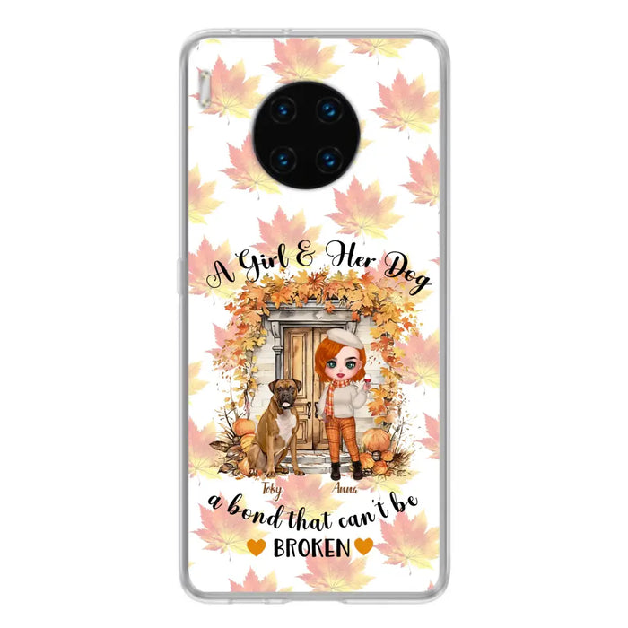 Custom Personalized Fall And Dogs Phone Case - Gift Idea for Dog Lovers - Upto 6 Dogs - A Girl & Her Dogs A Bond That Can't Be Broken - Case For Xiaomi/ Oppo/ Huawei